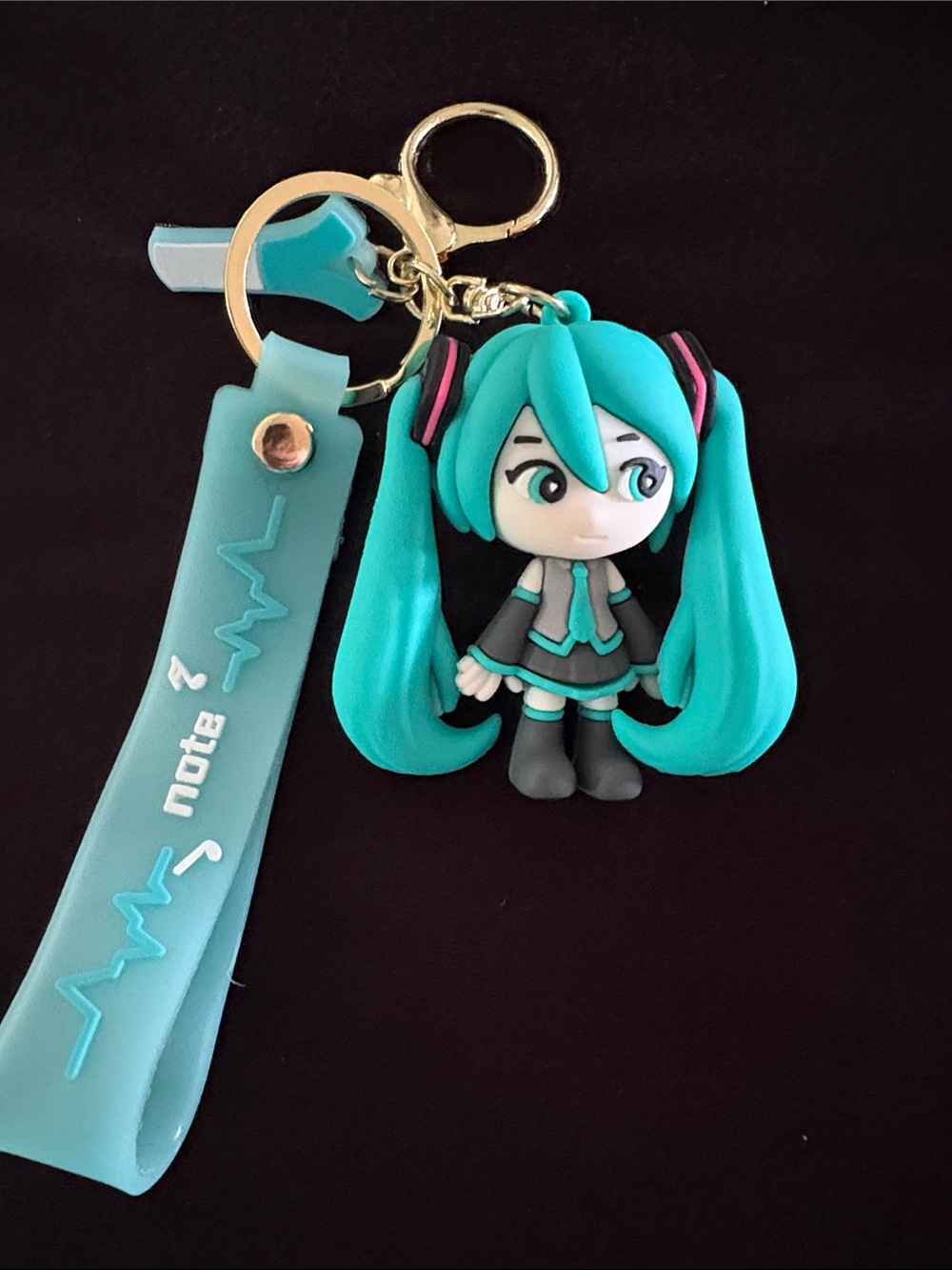 Teal Anime Twin-Tail Hatsune Miku Bag Charm Keychain with Silicone Strap